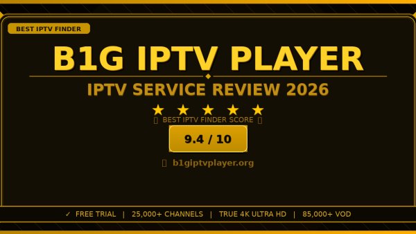 B1G IPTV Player Review 2026 — Free Trial, Pricing & Channels