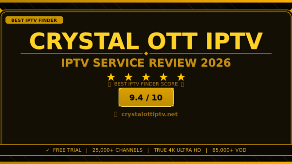Crystal OTT IPTV Review 2026 — Free Trial, Pricing & Channels