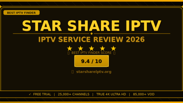 Star Share IPTV Review 2026 — Free Trial, Pricing & Channels