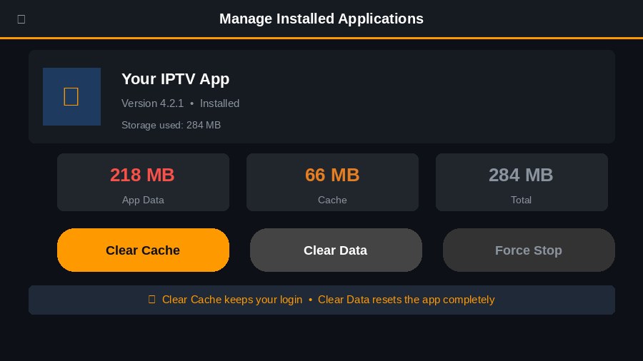 Clear Cache and Data of Streaming Apps